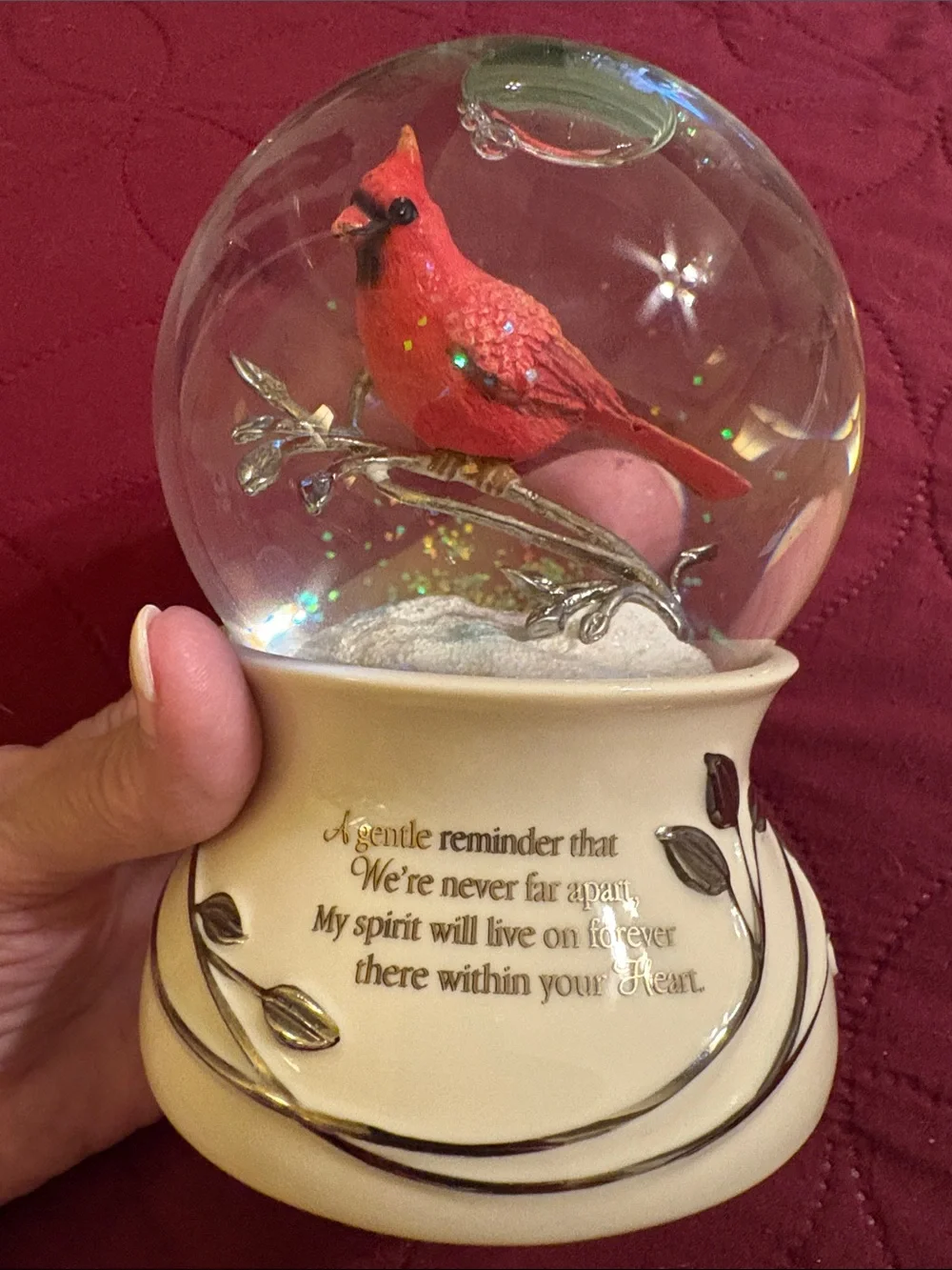 The Bradford Exchange Red Cardinal Memorial Snow Globe Ornament